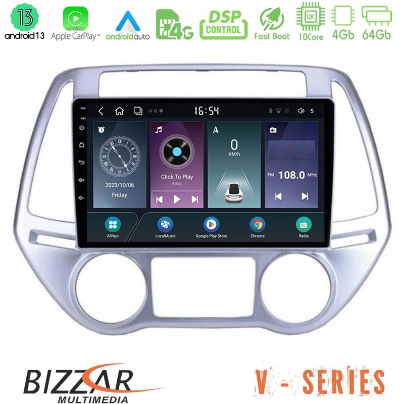 Bizzar V Series Hyundai i20 2012-2014 10core Android13 4+64GB Navigation Multimedia Tablet 9