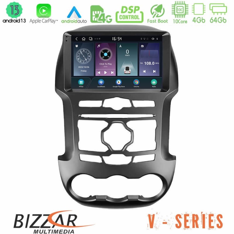 Bizzar V Series Ford Ranger 2012-2016 10core Android13 4+64GB Navigation Multimedia Tablet 9