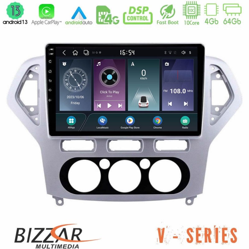 Bizzar V Series Ford Mondeo 2007-2010 Manual A/C 10core Android13 4+64GB Navigation Multimedia Tablet 10