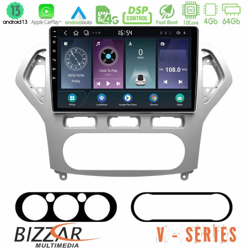 Bizzar V Series Ford Mondeo 2007-2010 AUTO A/C 10core Android13 4+64GB Navigation Multimedia Tablet 9