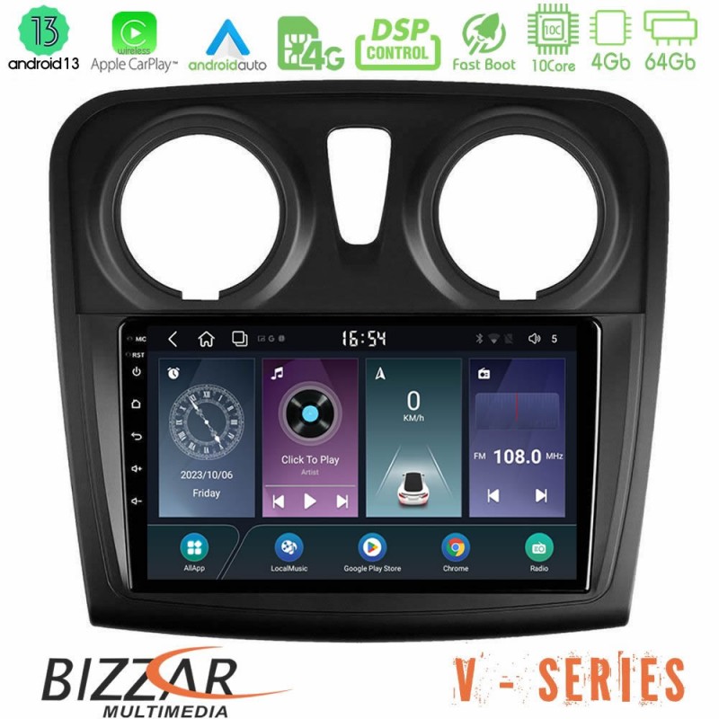 Bizzar V Series Dacia Sandero 2014-2020 10core Android13 4+64GB Navigation Multimedia Tablet 9