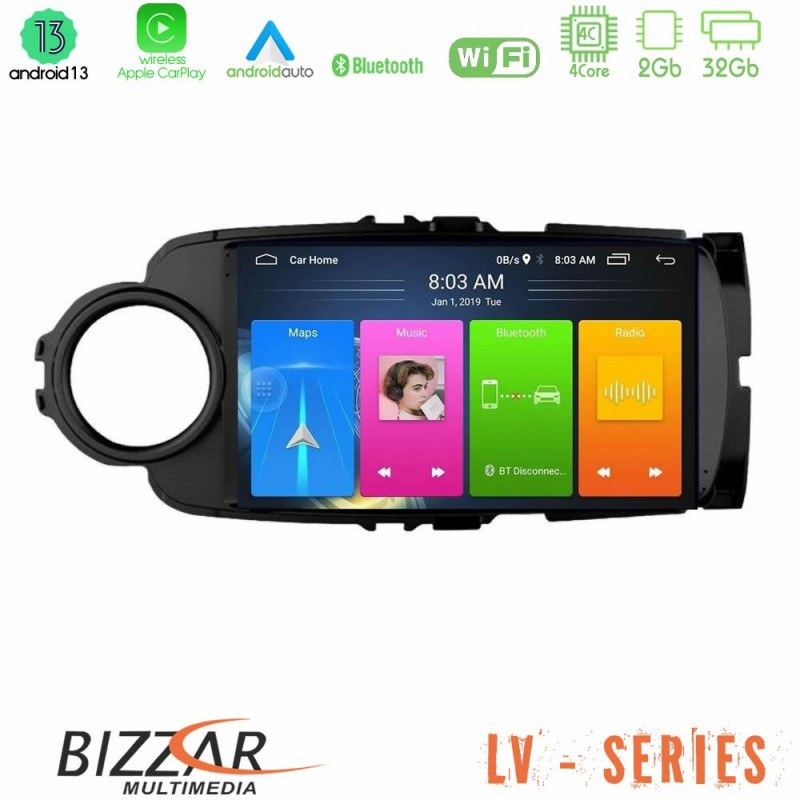 Bizzar LV Series Toyota Yaris 4Core Android 13 2+32GB Navigation Multimedia Tablet 9