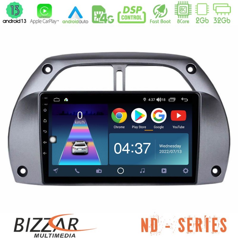 Bizzar ND Series 8Core Android13 2+32GB Toyota RAV4 2001 - 2006 Navigation Multimedia Tablet 9