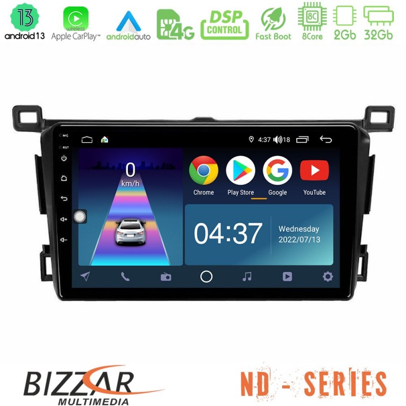 Bizzar ND Series 8Core Android13 2+32GB Toyota RAV4 2013-2018 Navigation Multimedia Tablet 9