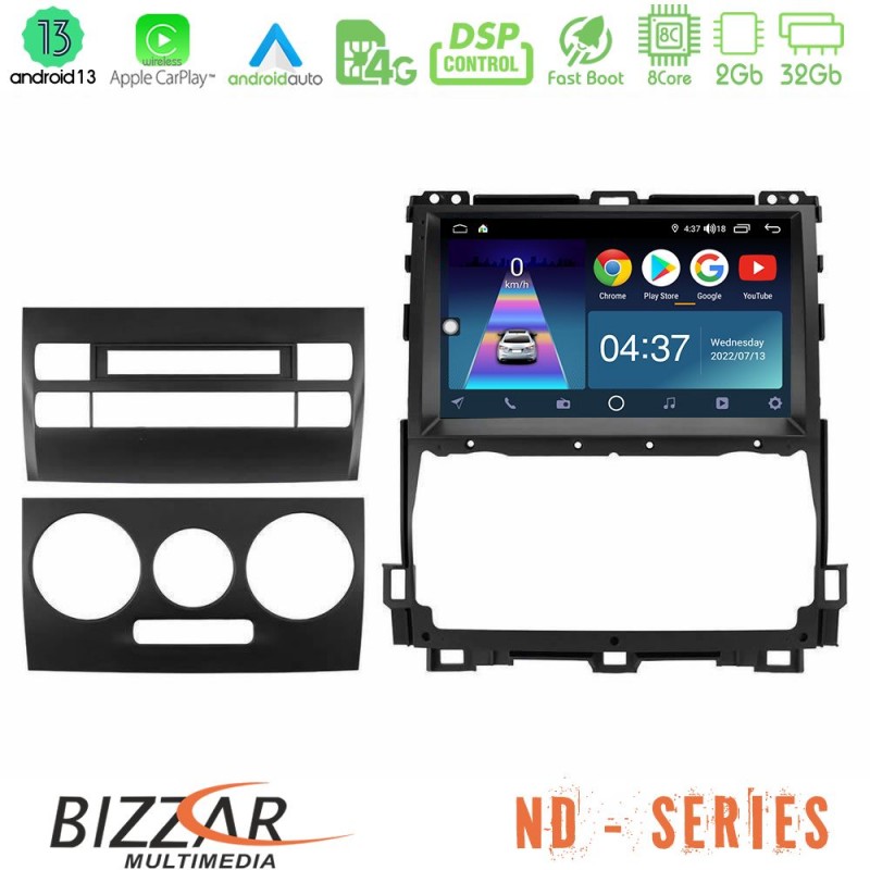 Bizzar ND Series 8Core Android13 2+32GB Toyota Land Cruiser J120 2002-2009 Navigation Multimedia Tablet 9