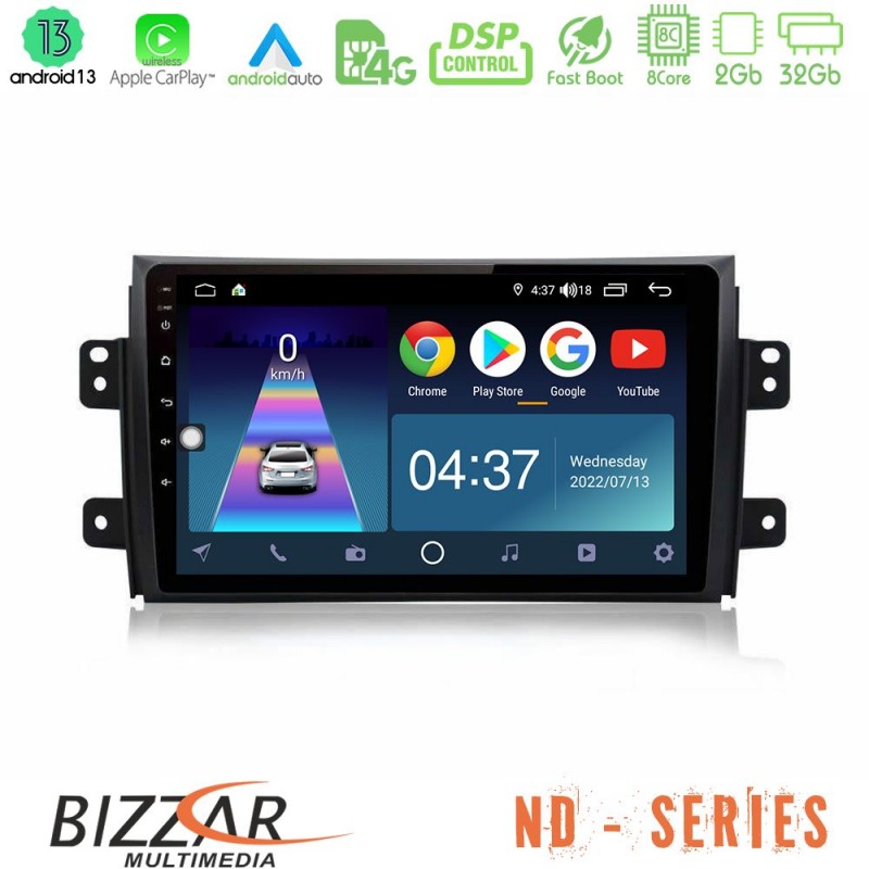 Bizzar ND Series 8Core Android13 2+32GB Suzuki SX4 2006-2014 Fiat Sedici 2006-2014 Navigation Multimedia Tablet 9