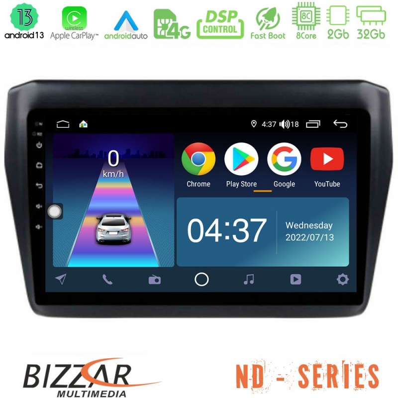 Bizzar ND Series 8Core Android13 2+32GB Suzuki Swift 2017-2023 Navigation Multimedia Tablet 9