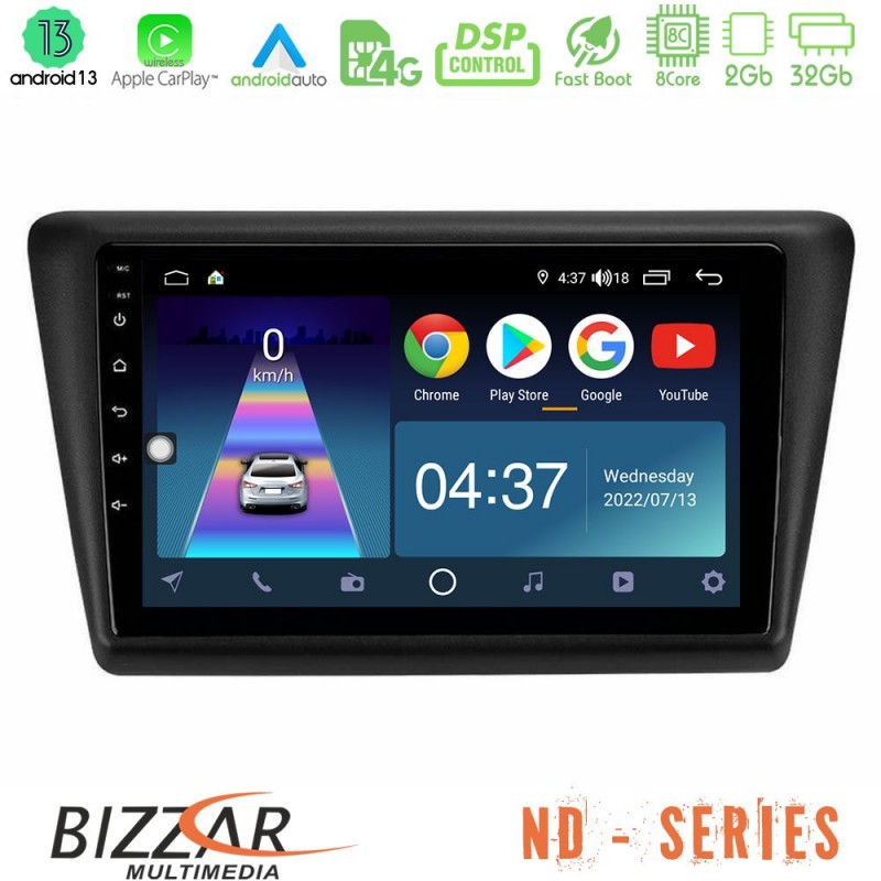 Bizzar ND Series 8Core Android13 2+32GB Skoda Rapid 2013-2017 Navigation Multimedia Tablet 9