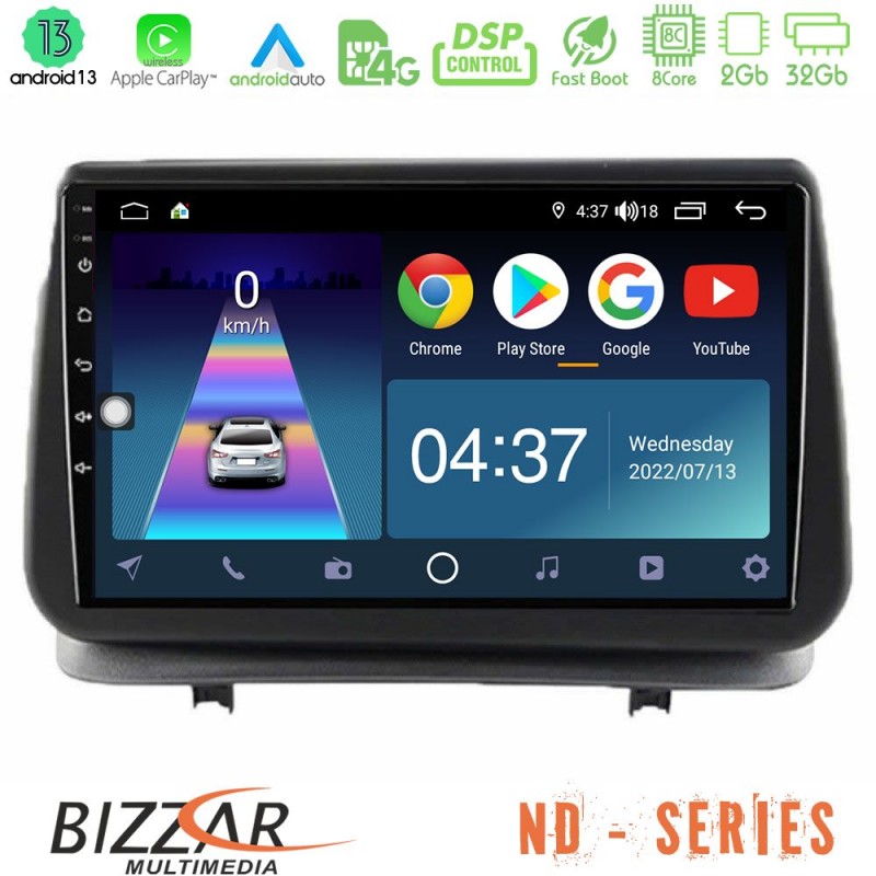 Bizzar ND Series 8Core Android13 2+32GB Renault Clio 2005-2012 Navigation Multimedia Tablet 9