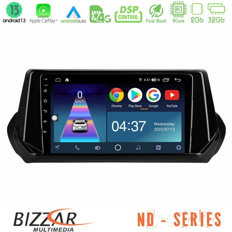 Bizzar ND Series 8Core Android13 2+32GB Peugeot 208 2019-2023 Navigation Multimedia Tablet 9