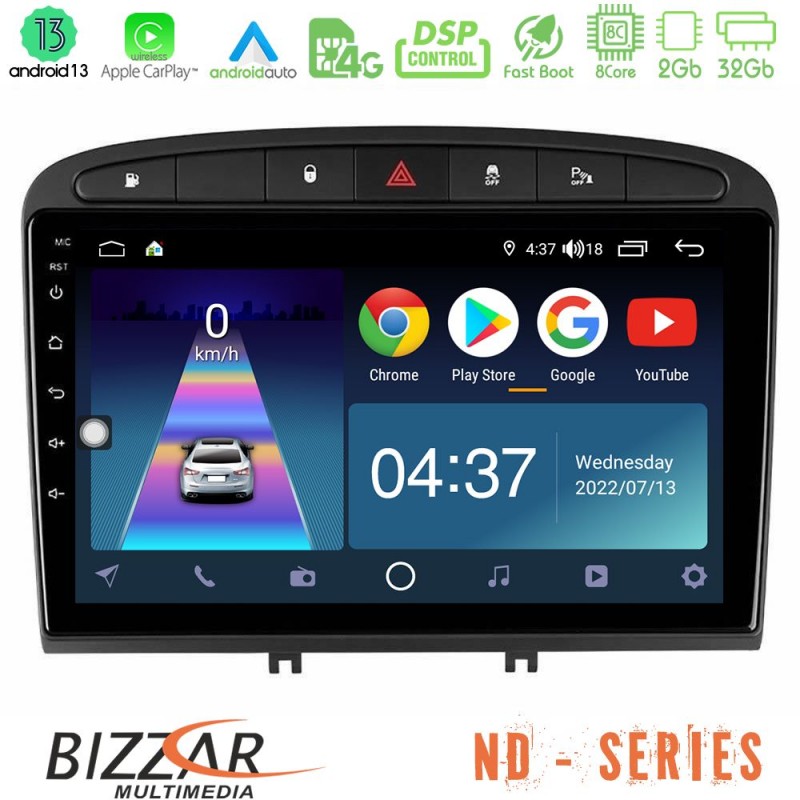 Bizzar ND Series 8Core Android13 2+32GB Peugeot 308/RCZ Navigation Multimedia Tablet 9