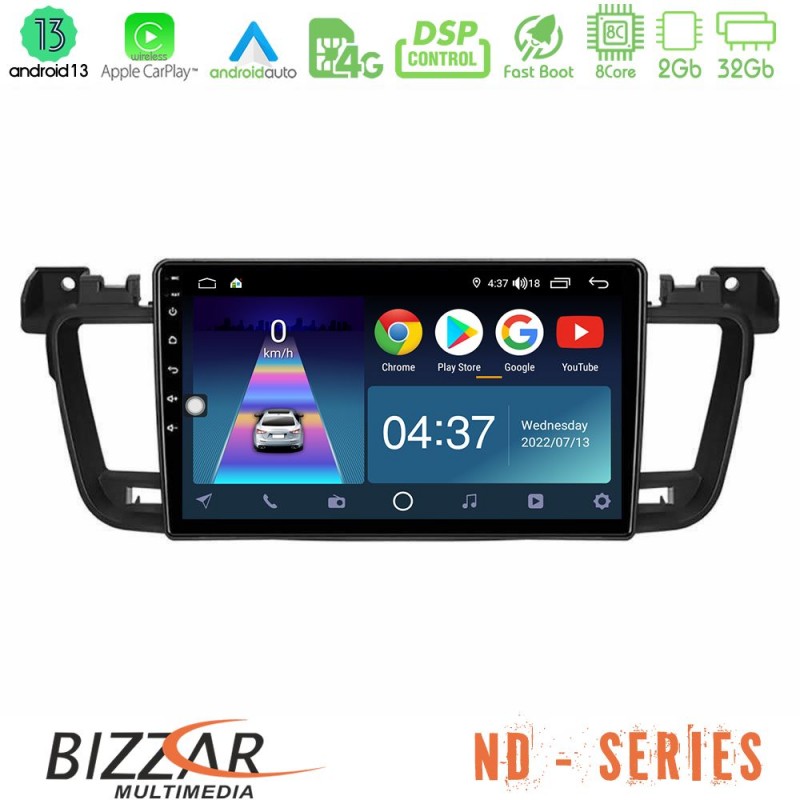 Bizzar ND Series 8Core Android13 2+32GB Peugeot 508 2010-2018 Navigation Multimedia Tablet 9