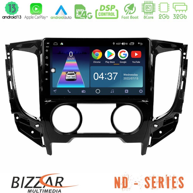 Bizzar ND Series 8Core Android13 2+32GB Mitsubishi L200 2016-&gt; & Fiat Fullback (Manual A/C) Navigation Multimedia Tablet 9