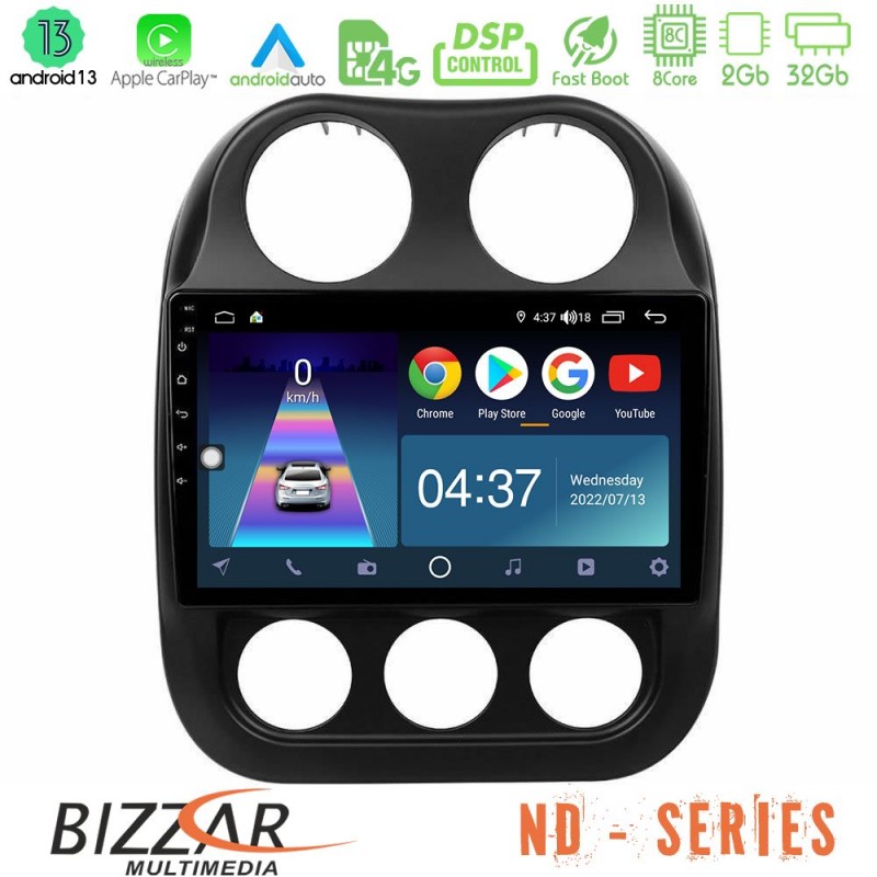 Bizzar ND Series 8Core Android13 2+32GB Jeep Compass 2010-2016 Navigation Multimedia Tablet 9