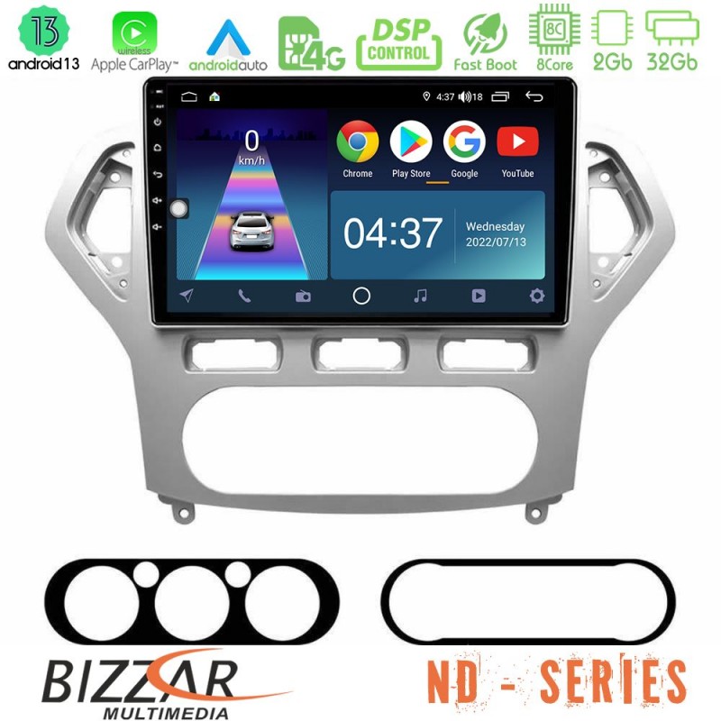 Bizzar ND Series 8Core Android13 2+32GB Ford Mondeo 2007-2010 AUTO A/C Navigation Multimedia Tablet 10