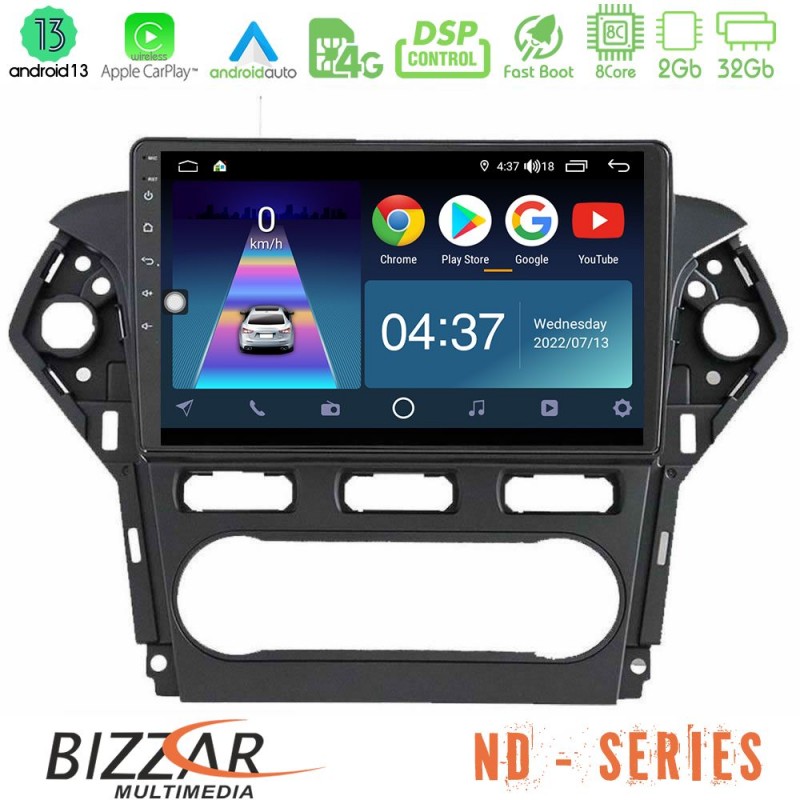 Bizzar ND Series 8Core Android13 2+32GB Ford Mondeo 2011-2014 Navigation Multimedia Tablet 9