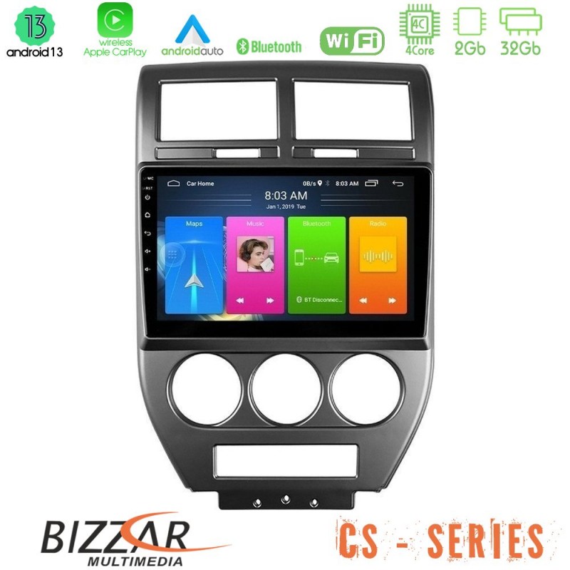 Bizzar CS Series 4Core Android13 2+32GB Jeep Compass/Patriot 2007-2009 Navigation Multimedia Tablet 10