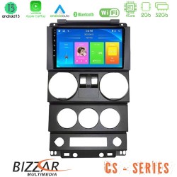 Bizzar CS Series 4Core Android13 2+32GB Jeep Wrangler 2Door 2008-2010 Navigation Multimedia Tablet 9