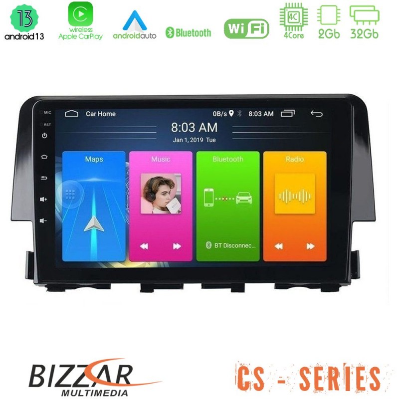 Bizzar CS Series 4Core Android13 2+32GB Honda Civic 2016-2020 Navigation Multimedia Tablet 9