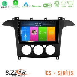 Bizzar CS Series 4Core Android13 2+32GB Ford S-Max 2006-2008 (manual A/C) Navigation Multimedia Tablet 9