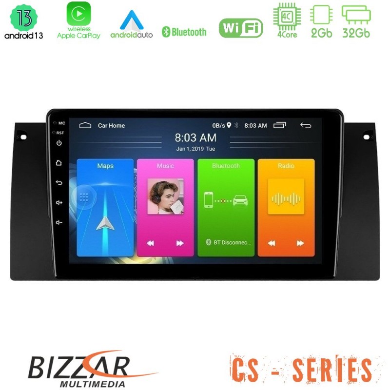 Bizzar CS Series 4Core Android13 2+32GB BMW 5 Series (E39) / X5 (E53) Navigation Multimedia Tablet 9