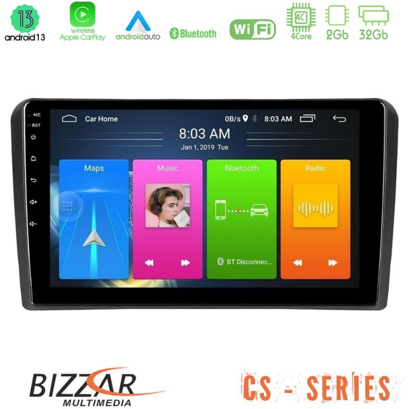 Bizzar CS Series 4Core Android13 2+32GB Audi A3 8P Navigation Multimedia Tablet 9