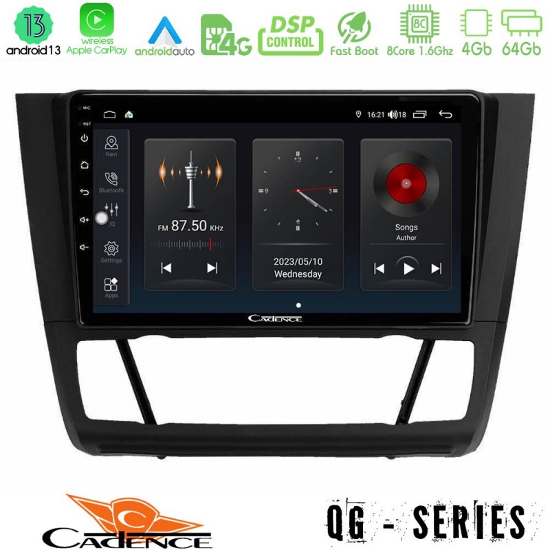 Cadence QG Series 8Core Android13 4+64GB BMW 1Series E81/E82/E87/E88 (AUTO A/C) Navigation Multimedia Tablet 9