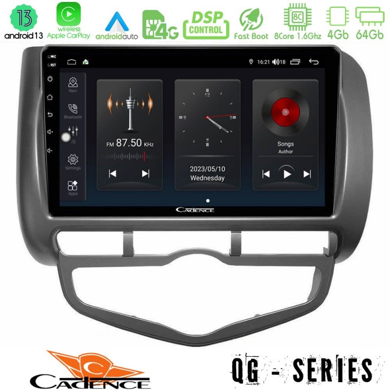 Cadence QG Series 8Core Android13 4+64GB Honda Jazz 2002-2008 (Auto A/C) Navigation Multimedia Tablet 9