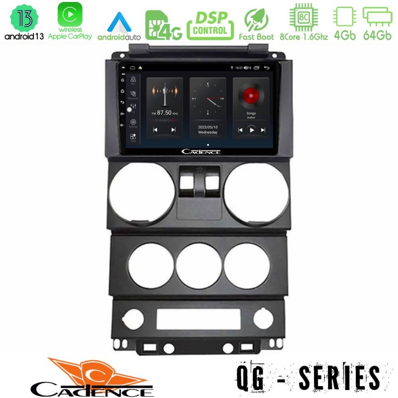 Cadence QG Series 8Core Android13 4+64GB Jeep Wrangler 2Door 2008-2010 Navigation Multimedia Tablet 9