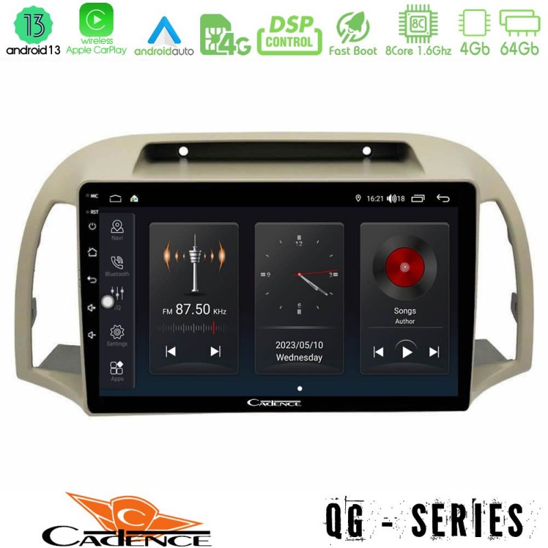 Cadence QG Series 8Core Android13 4+64GB Nissan Micra K12 2002-2010 Navigation Multimedia Tablet 9