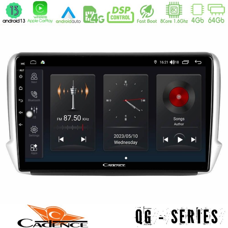 Cadence QG Series 8Core Android13 4+64GB Peugeot 208/2008 Navigation Multimedia Tablet 10