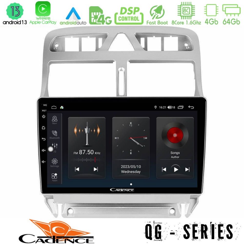 Cadence QG Series 8Core Android13 4+64GB Peugeot 307 2002-2008 Navigation Multimedia Tablet 9