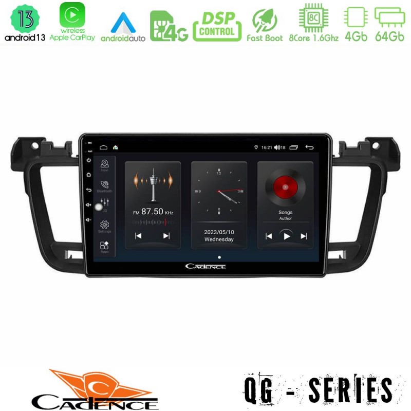 Cadence QG Series 8Core Android13 4+64GB Peugeot 508 2010-2018 Navigation Multimedia Tablet 9