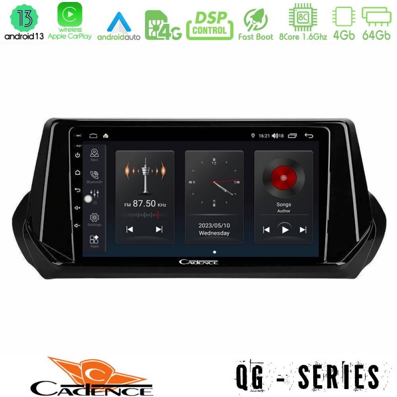 Cadence QG Series 8Core Android13 4+64GB Peugeot 208 2019-2023 Navigation Multimedia Tablet 9