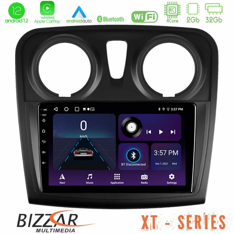 Bizzar XT Series Dacia Dokker 2014-2021 4Core Android12 2+32GB Navigation Multimedia Tablet 9