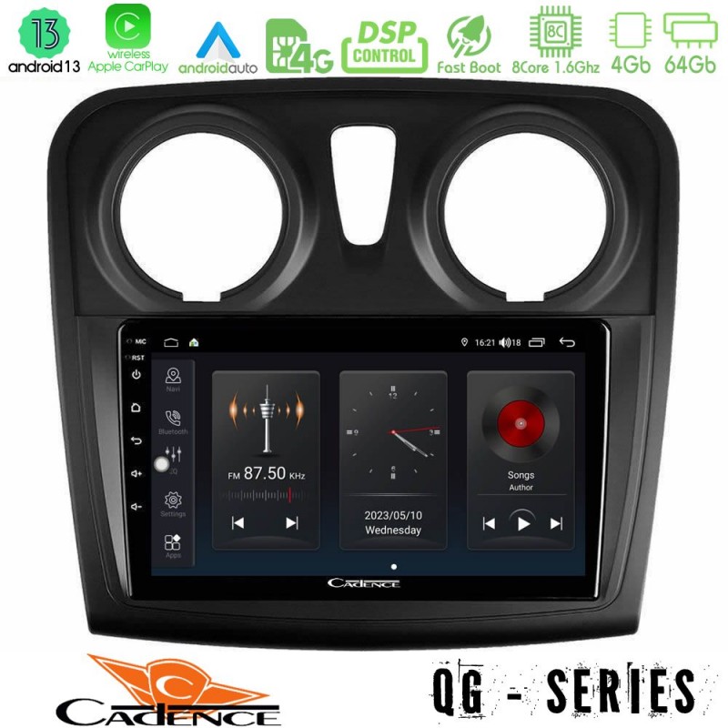 Cadence QG Series 8Core Android13 4+64GB Dacia Dokker 2014-2021 Navigation Multimedia Tablet 9