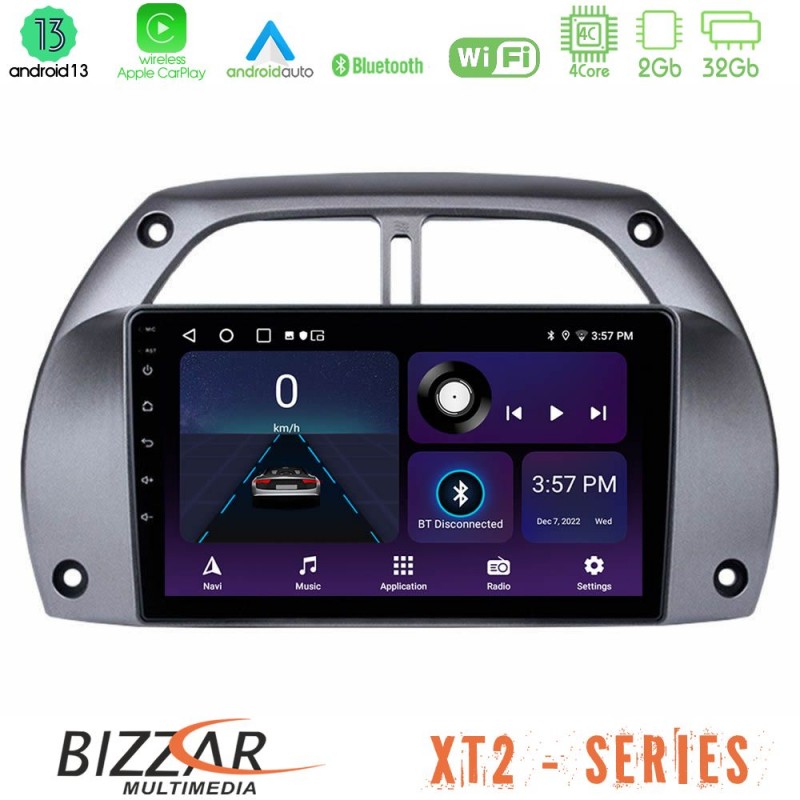 Bizzar XT2 Series 4Core Android13 2+32GB Toyota RAV4 2001 - 2006 Navigation Multimedia Tablet 9