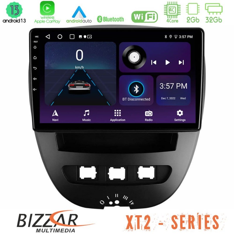 Bizzar XT2 Series 4Core Android13 2+32GB Toyota Aygo/Citroen C1/Peugeot 107 Navigation Multimedia Tablet 10