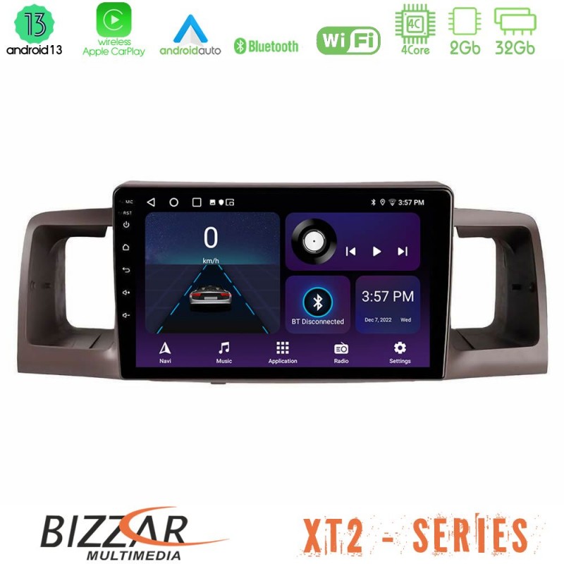 Bizzar XT2 Series 4Core Android13 2+32GB Toyota Corolla 2002-2006 Navigation Multimedia Tablet 9