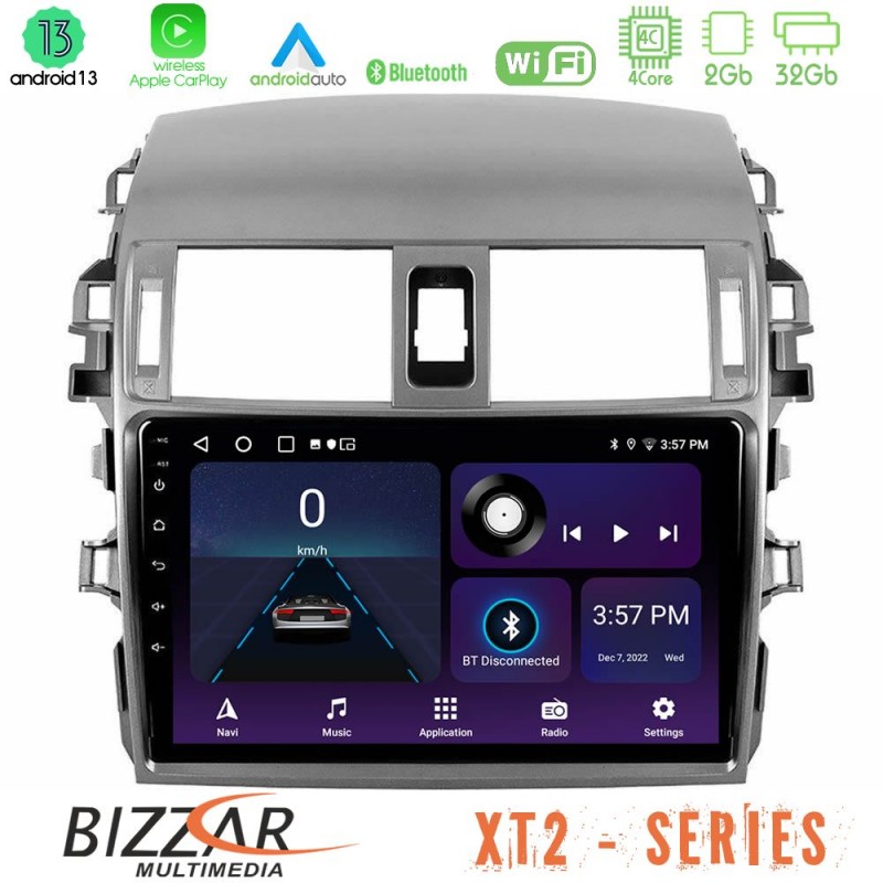 Bizzar XT2 Series 4Core Android13 2+32GB Toyota Corolla 2008-2010 Navigation Multimedia Tablet 9