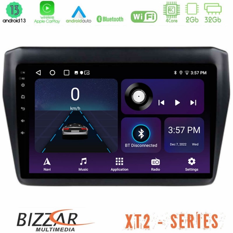 Bizzar XT2 Series 4Core Android13 2+32GB Suzuki Swift 2017-2023 Navigation Multimedia Tablet 9