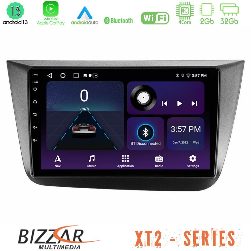 Bizzar XT2 Series 4Core Android13 2+32GB Seat Altea 2004-2015 Navigation Multimedia Tablet 9