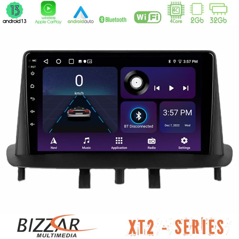 Bizzar XT2 Series 4Core Android13 2+32GB Renault Megane 3 2009-2013 Navigation Multimedia Tablet 9