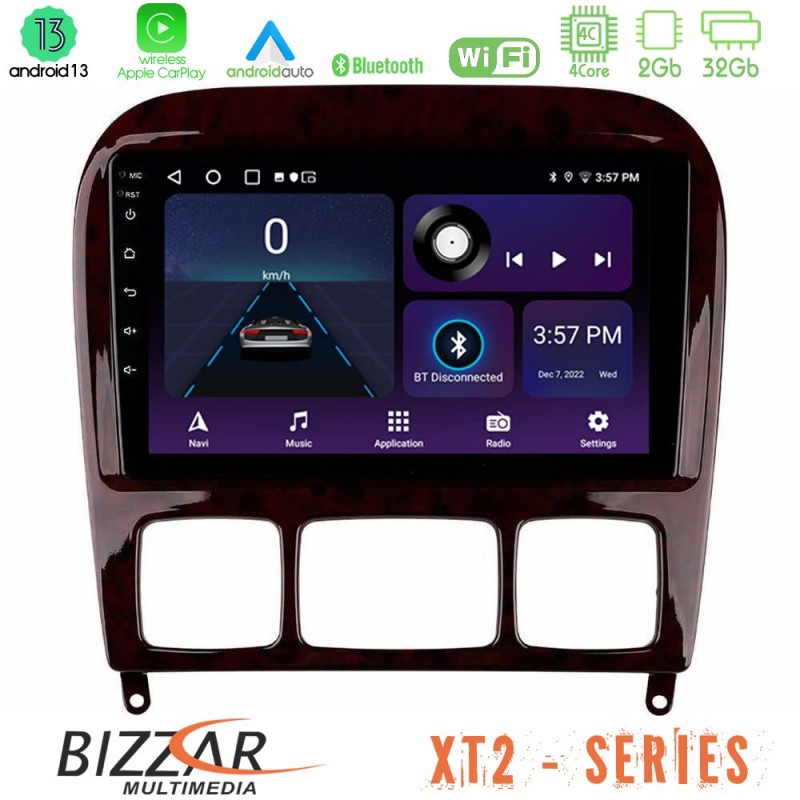 Bizzar XT2 Series 4Core Android13 2+32GB Mercedes S Class 1999-2004 (W220) Navigation Multimedia Tablet 9