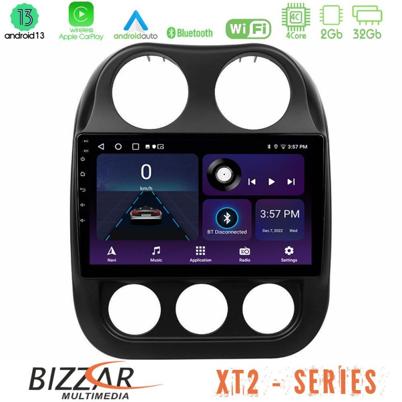 Bizzar XT2 Series 4Core Android13 2+32GB Jeep Compass 2010-2016 Navigation Multimedia Tablet 9