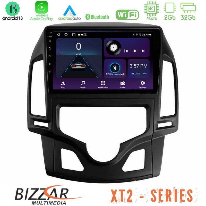 Bizzar XT2 Series 4Core Android13 2+32GB Hyundai i30 2007-2012 Auto A/C Navigation Multimedia Tablet 9