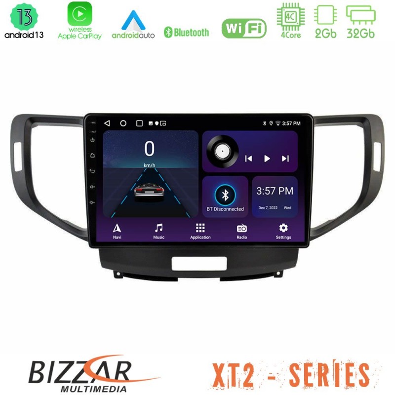 Bizzar XT2 Series 4Core Android13 2+32GB Honda Accord 2008-2015 Navigation Multimedia Tablet 9