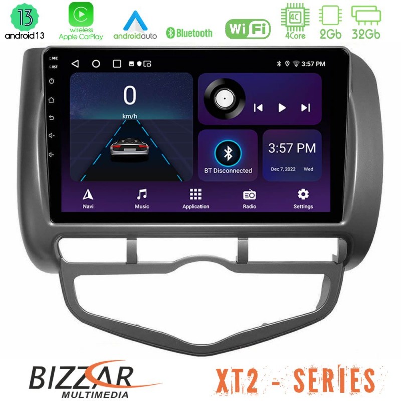 Bizzar XT2 Series 4Core Android13 2+32GB Honda Jazz 2002-2008 (Auto A/C) Navigation Multimedia Tablet 9