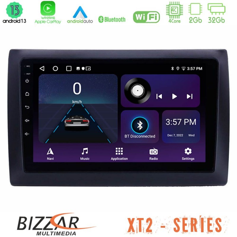 Bizzar XT2 Series 4Core Android13 2+32GB Fiat Stilo Navigation Multimedia Tablet 9