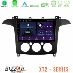 Bizzar XT2 Series 4Core Android13 2+32GB Ford S-Max 2006-2008 (manual A/C) Navigation Multimedia Tablet 9